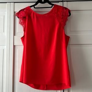 J. Crew Red Lace Sleeve Blouse